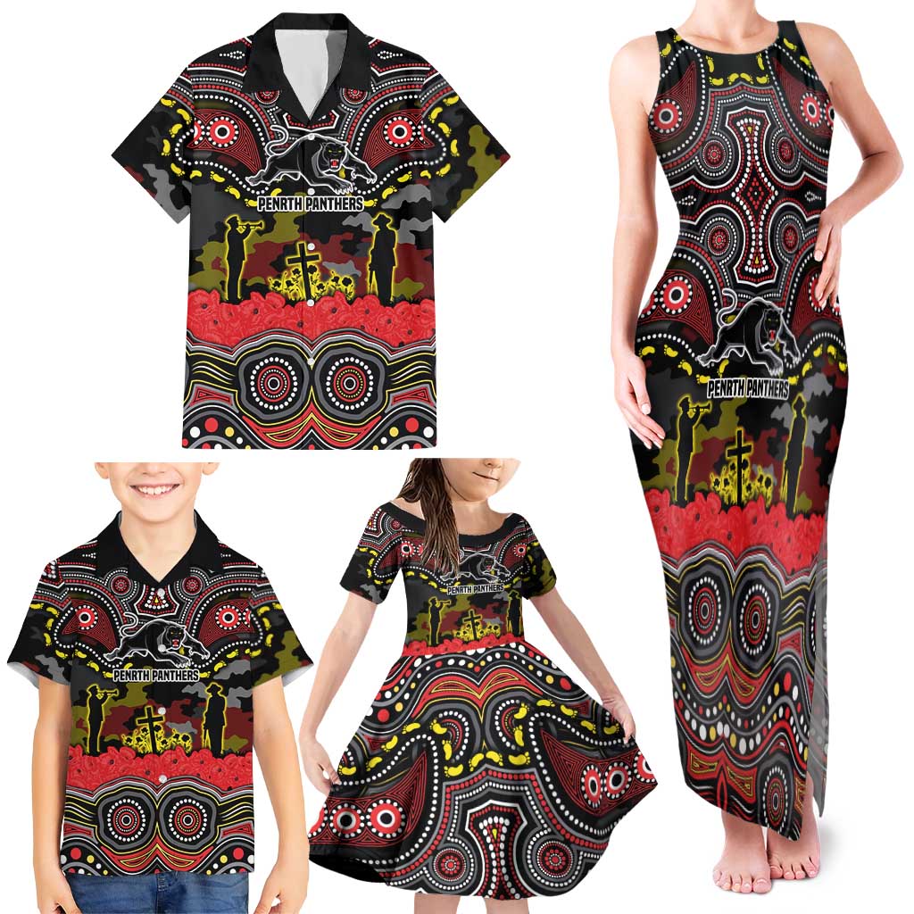 ANZAC Day Penrith Panthers Family Matching Tank Maxi Dress and Hawaiian Shirt Military Memorial Aboriginal Indigenous Art