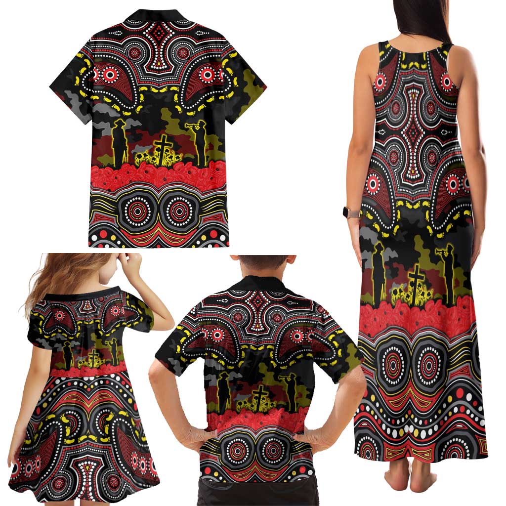 ANZAC Day Penrith Panthers Family Matching Tank Maxi Dress and Hawaiian Shirt Military Memorial Aboriginal Indigenous Art