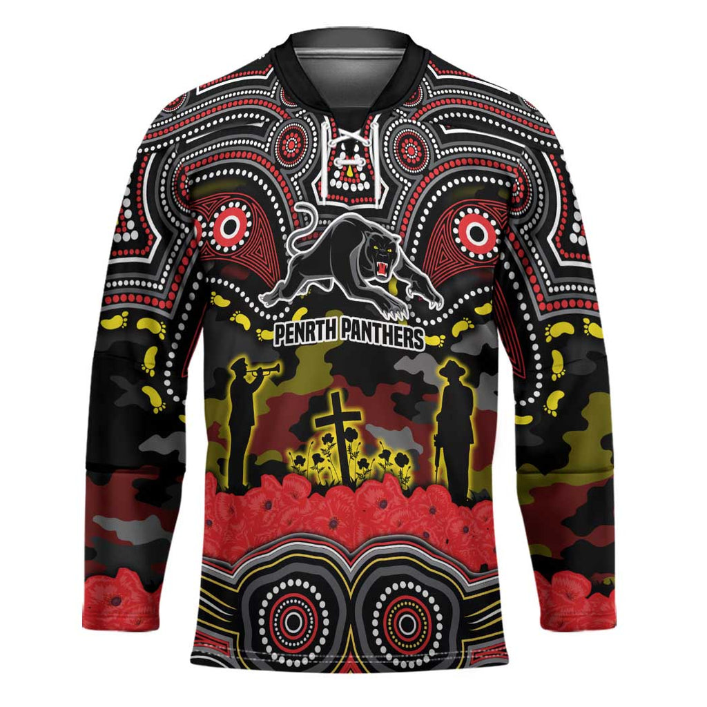 ANZAC Day Penrith Panthers Hockey Jersey Military Memorial Aboriginal Indigenous Art