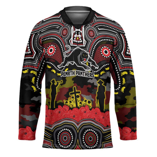 ANZAC Day Penrith Panthers Hockey Jersey Military Memorial Aboriginal Indigenous Art