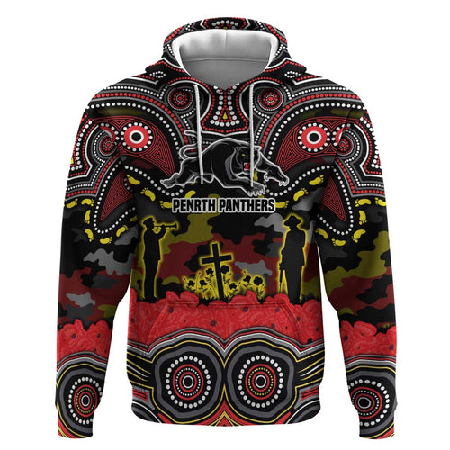 ANZAC Day Penrith Panthers Hoodie Military Memorial Aboriginal Indigenous Art