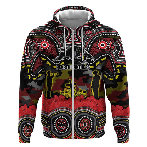 ANZAC Day Penrith Panthers Hoodie Military Memorial Aboriginal Indigenous Art