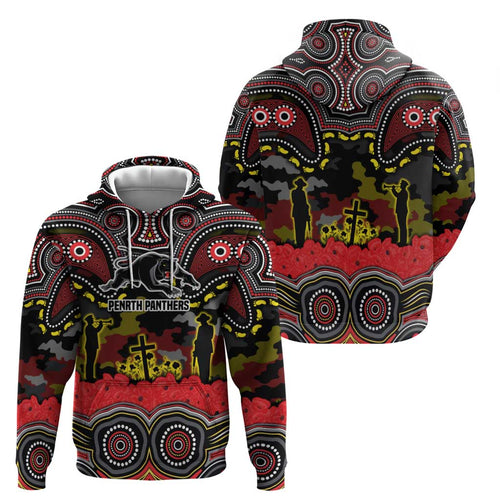 ANZAC Day Penrith Panthers Hoodie Military Memorial Aboriginal Indigenous Art