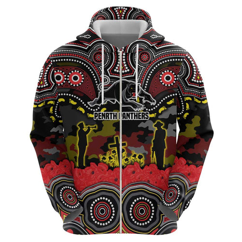 ANZAC Day Penrith Panthers Hoodie Military Memorial Aboriginal Indigenous Art