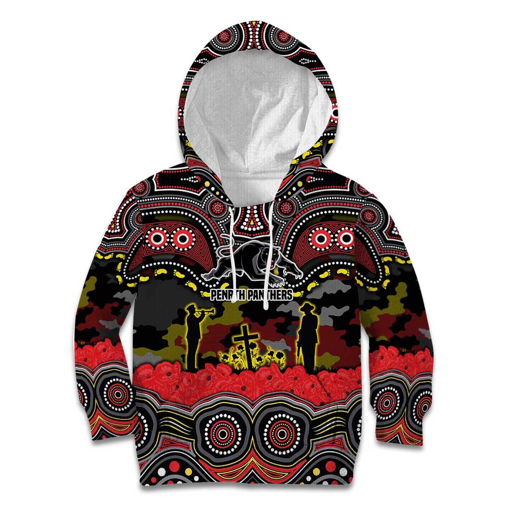 ANZAC Day Penrith Panthers Kid Hoodie Military Memorial Aboriginal Indigenous Art