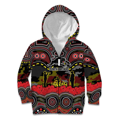 ANZAC Day Penrith Panthers Kid Hoodie Military Memorial Aboriginal Indigenous Art