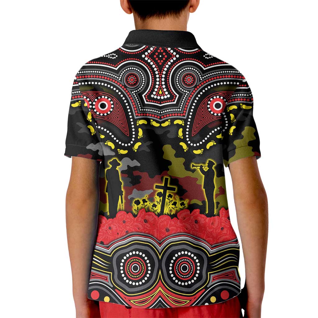 ANZAC Day Penrith Panthers Kid Polo Shirt Military Memorial Aboriginal Indigenous Art