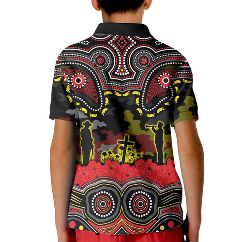 ANZAC Day Penrith Panthers Kid Polo Shirt Military Memorial Aboriginal Indigenous Art