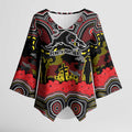 ANZAC Day Penrith Panthers Kimono Sleeve Blouse Military Memorial Aboriginal Indigenous Art