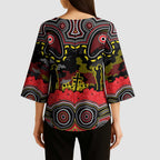 ANZAC Day Penrith Panthers Kimono Sleeve Blouse Military Memorial Aboriginal Indigenous Art