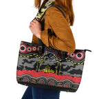 ANZAC Day Penrith Panthers Leather Tote Bag Military Memorial Aboriginal Indigenous Art