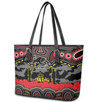 ANZAC Day Penrith Panthers Leather Tote Bag Military Memorial Aboriginal Indigenous Art