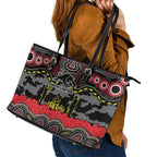 ANZAC Day Penrith Panthers Leather Tote Bag Military Memorial Aboriginal Indigenous Art