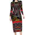 ANZAC Day Penrith Panthers Long Sleeve Bodycon Dress Military Memorial Aboriginal Indigenous Art