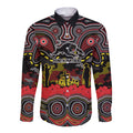 ANZAC Day Penrith Panthers Long Sleeve Button Shirt Military Memorial Aboriginal Indigenous Art