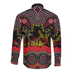 ANZAC Day Penrith Panthers Long Sleeve Button Shirt Military Memorial Aboriginal Indigenous Art