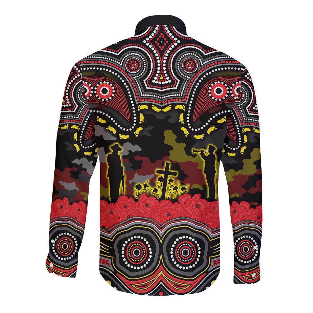 ANZAC Day Penrith Panthers Long Sleeve Button Shirt Military Memorial Aboriginal Indigenous Art