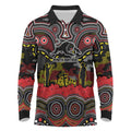 ANZAC Day Penrith Panthers Long Sleeve Polo Shirt Military Memorial Aboriginal Indigenous Art