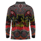 ANZAC Day Penrith Panthers Long Sleeve Polo Shirt Military Memorial Aboriginal Indigenous Art