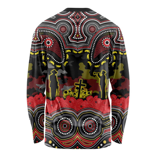 ANZAC Day Penrith Panthers Long Sleeve Shirt Military Memorial Aboriginal Indigenous Art