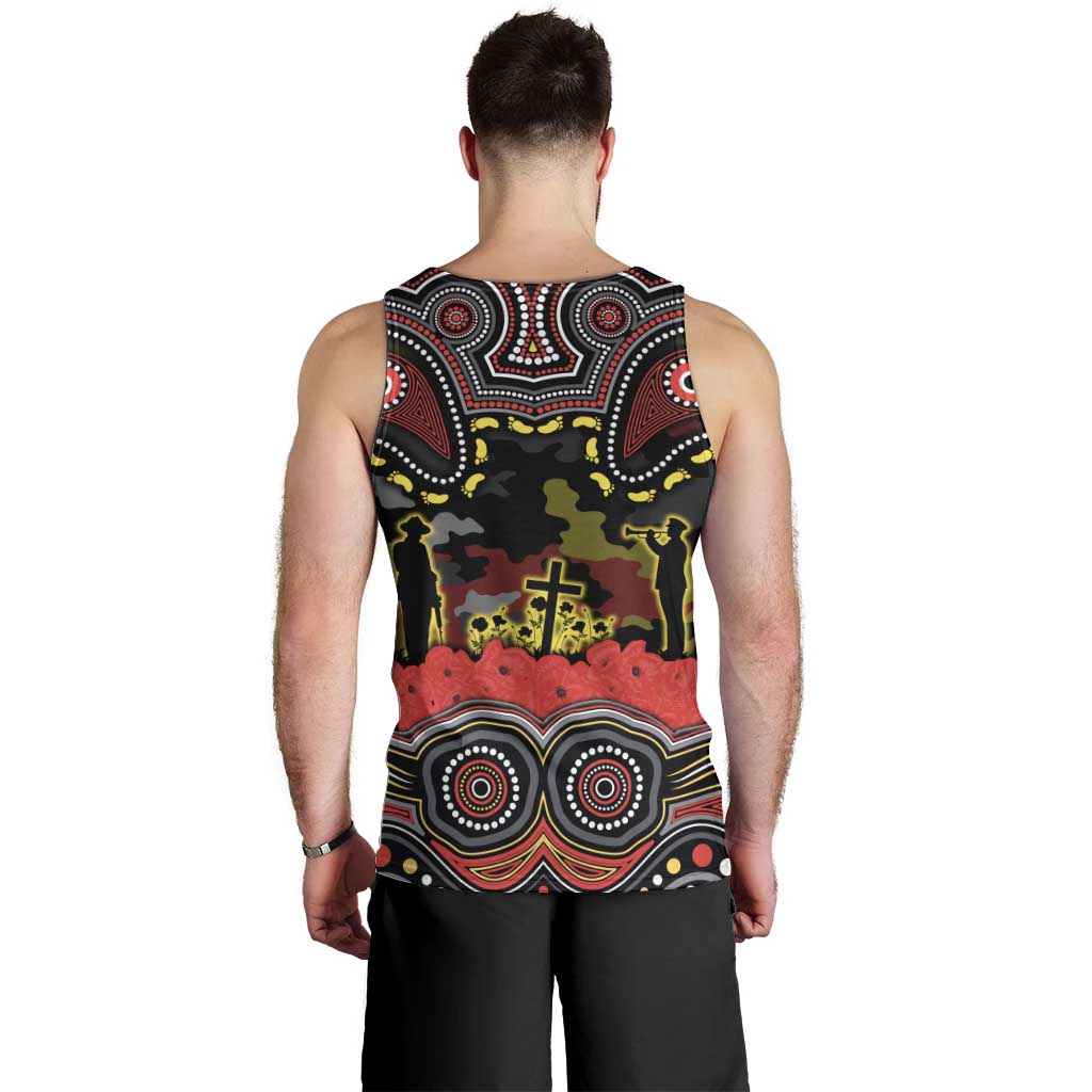 ANZAC Day Penrith Panthers Men Tank Top Military Memorial Aboriginal Indigenous Art