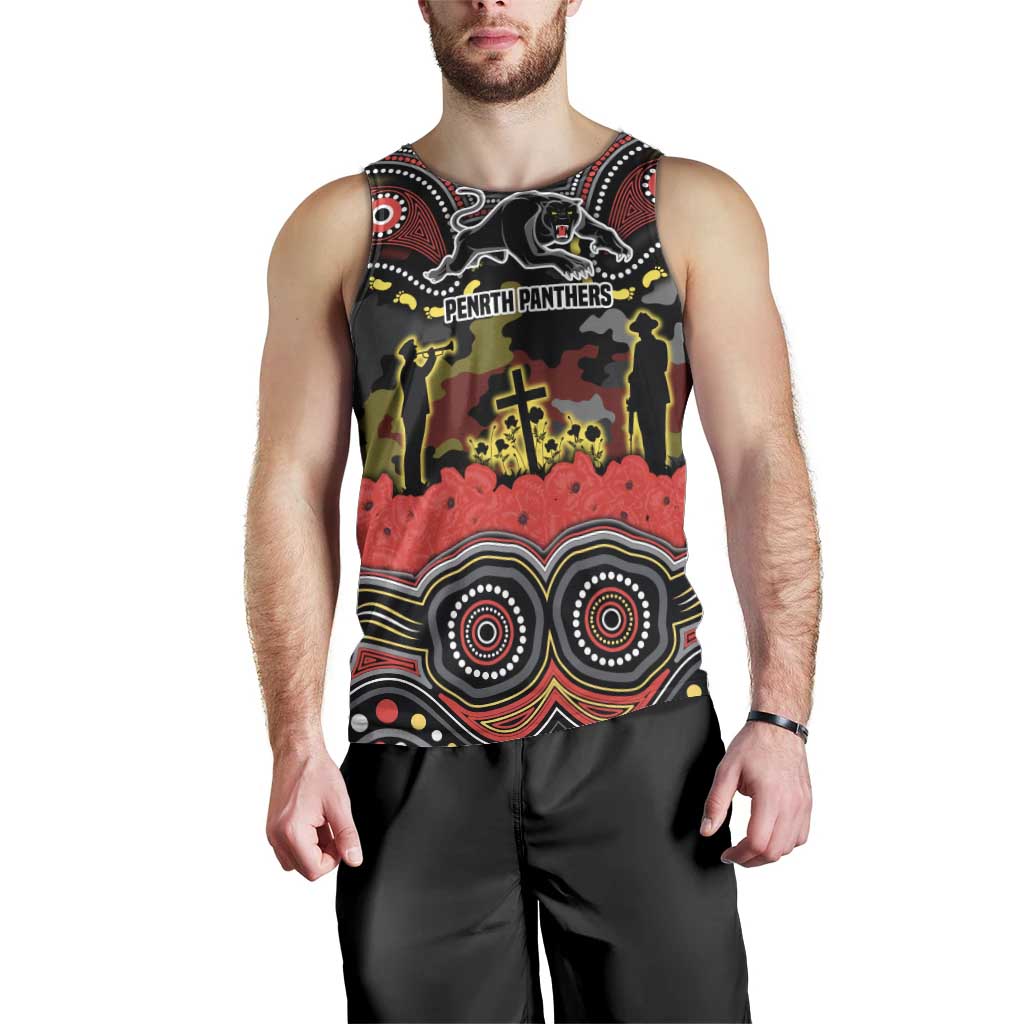 ANZAC Day Penrith Panthers Men Tank Top Military Memorial Aboriginal Indigenous Art
