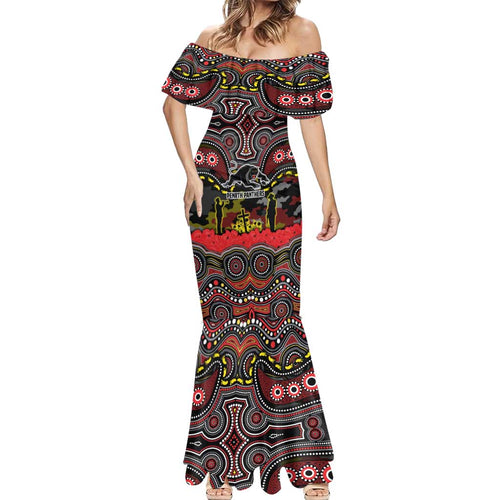 ANZAC Day Penrith Panthers Mermaid Dress Military Memorial Aboriginal Indigenous Art