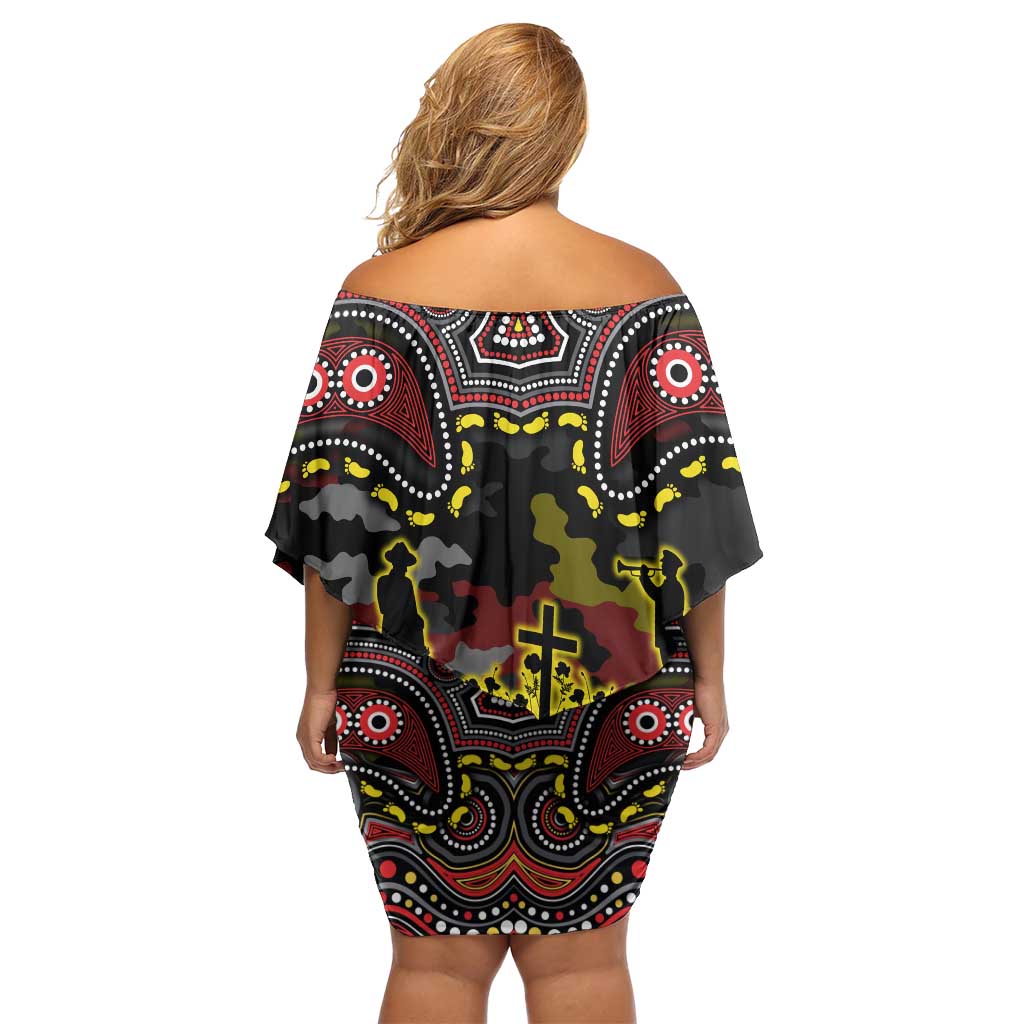 ANZAC Day Penrith Panthers Off Shoulder Short Dress Military Memorial Aboriginal Indigenous Art