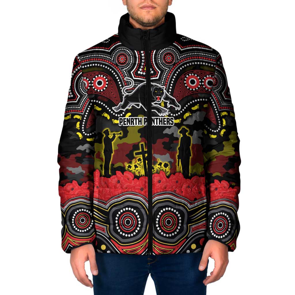 ANZAC Day Penrith Panthers Padded Jacket Military Memorial Aboriginal Indigenous Art