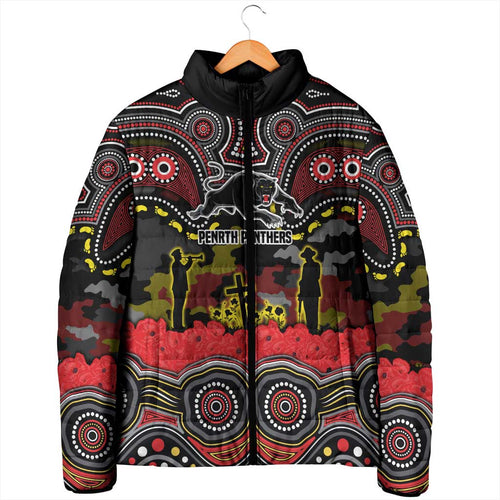 ANZAC Day Penrith Panthers Padded Jacket Military Memorial Aboriginal Indigenous Art