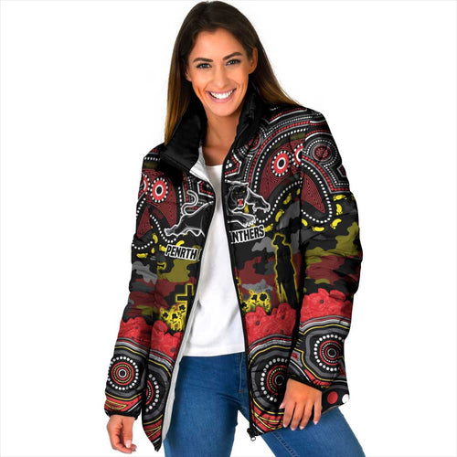 ANZAC Day Penrith Panthers Padded Jacket Military Memorial Aboriginal Indigenous Art