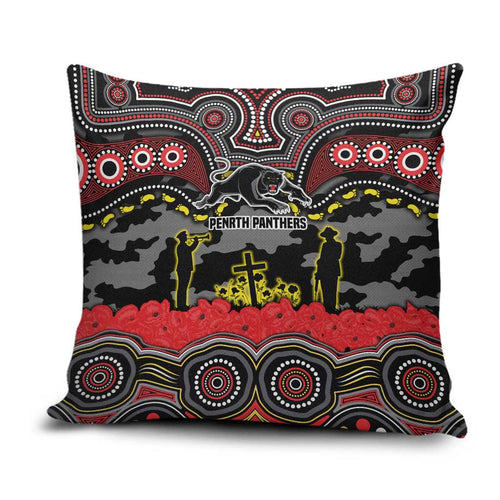 ANZAC Day Penrith Panthers Pillow Cover Military Memorial Aboriginal Indigenous Art