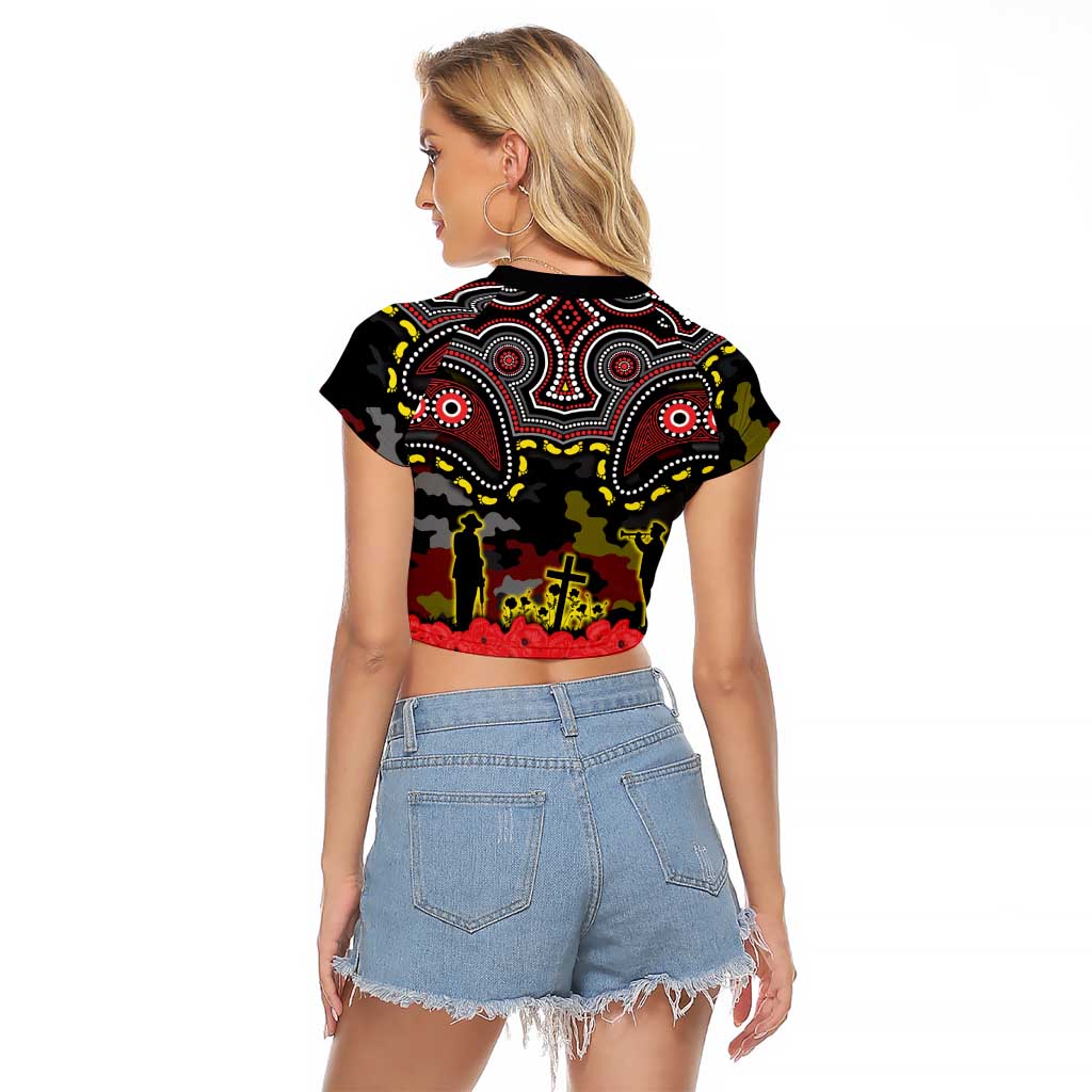 ANZAC Day Penrith Panthers Raglan Cropped T Shirt Military Memorial Aboriginal Indigenous Art