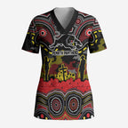 ANZAC Day Penrith Panthers Scrub Top Military Memorial Aboriginal Indigenous Art