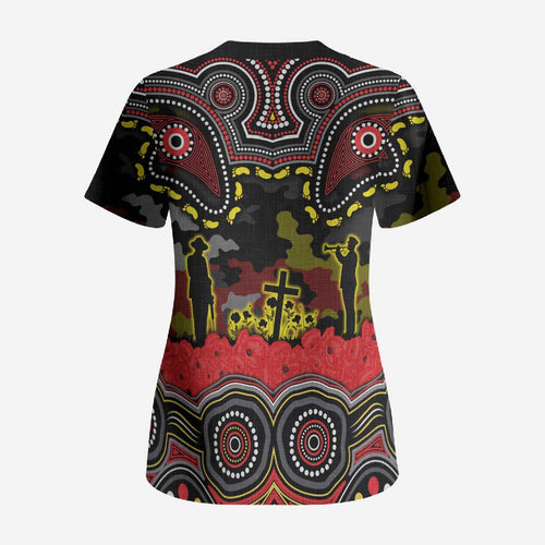 ANZAC Day Penrith Panthers Scrub Top Military Memorial Aboriginal Indigenous Art