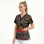 ANZAC Day Penrith Panthers Scrub Top Military Memorial Aboriginal Indigenous Art