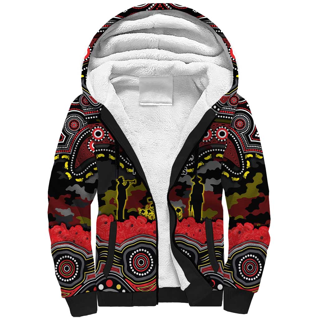 ANZAC Day Penrith Panthers Sherpa Hoodie Military Memorial Aboriginal Indigenous Art