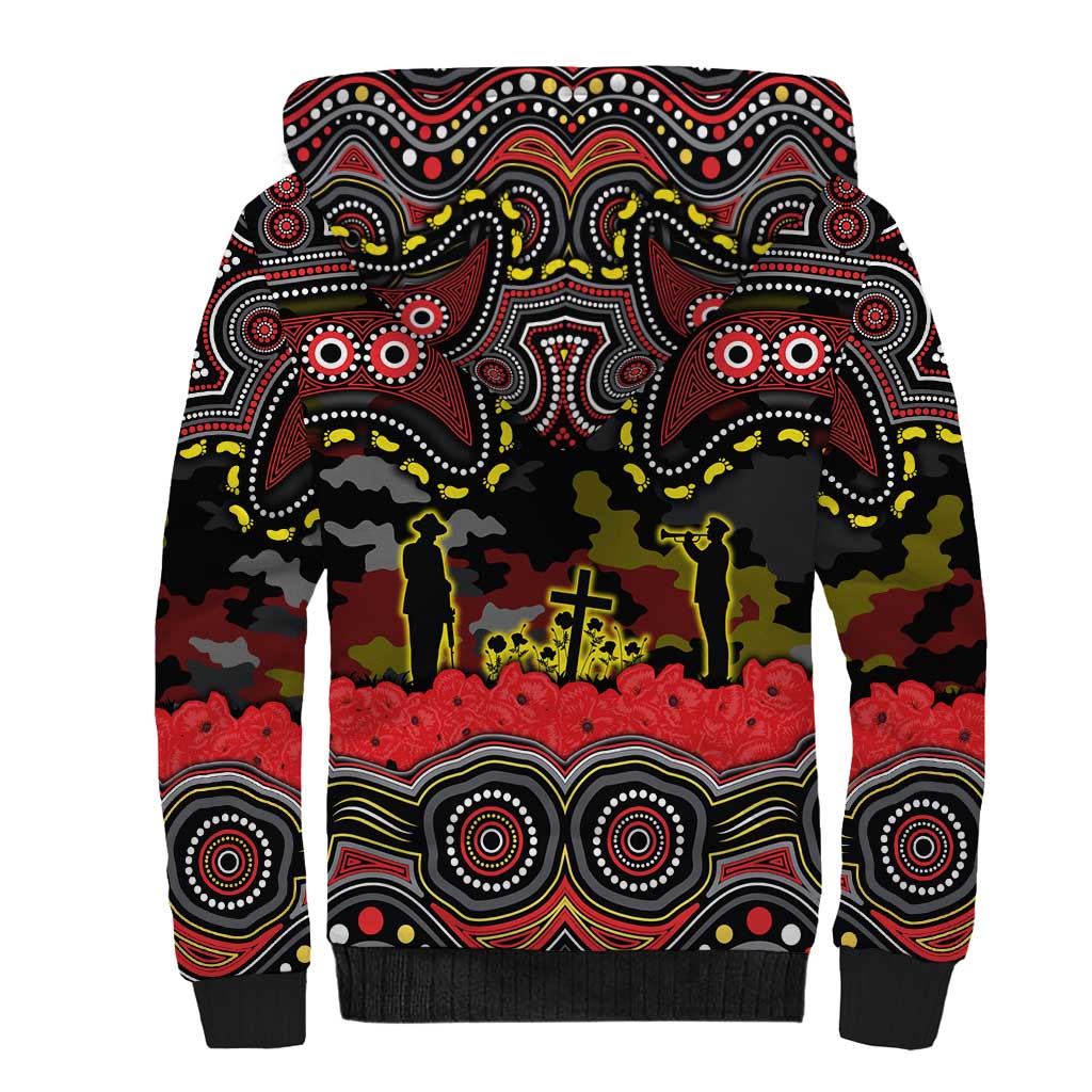 ANZAC Day Penrith Panthers Sherpa Hoodie Military Memorial Aboriginal Indigenous Art