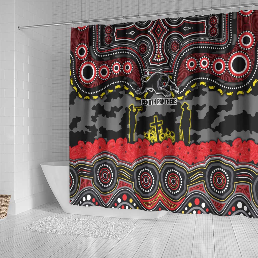 ANZAC Day Penrith Panthers Shower Curtain Military Memorial Aboriginal Indigenous Art