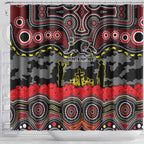 ANZAC Day Penrith Panthers Shower Curtain Military Memorial Aboriginal Indigenous Art