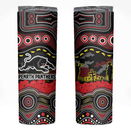 ANZAC Day Penrith Panthers Skinny Tumbler Military Memorial Aboriginal Indigenous Art