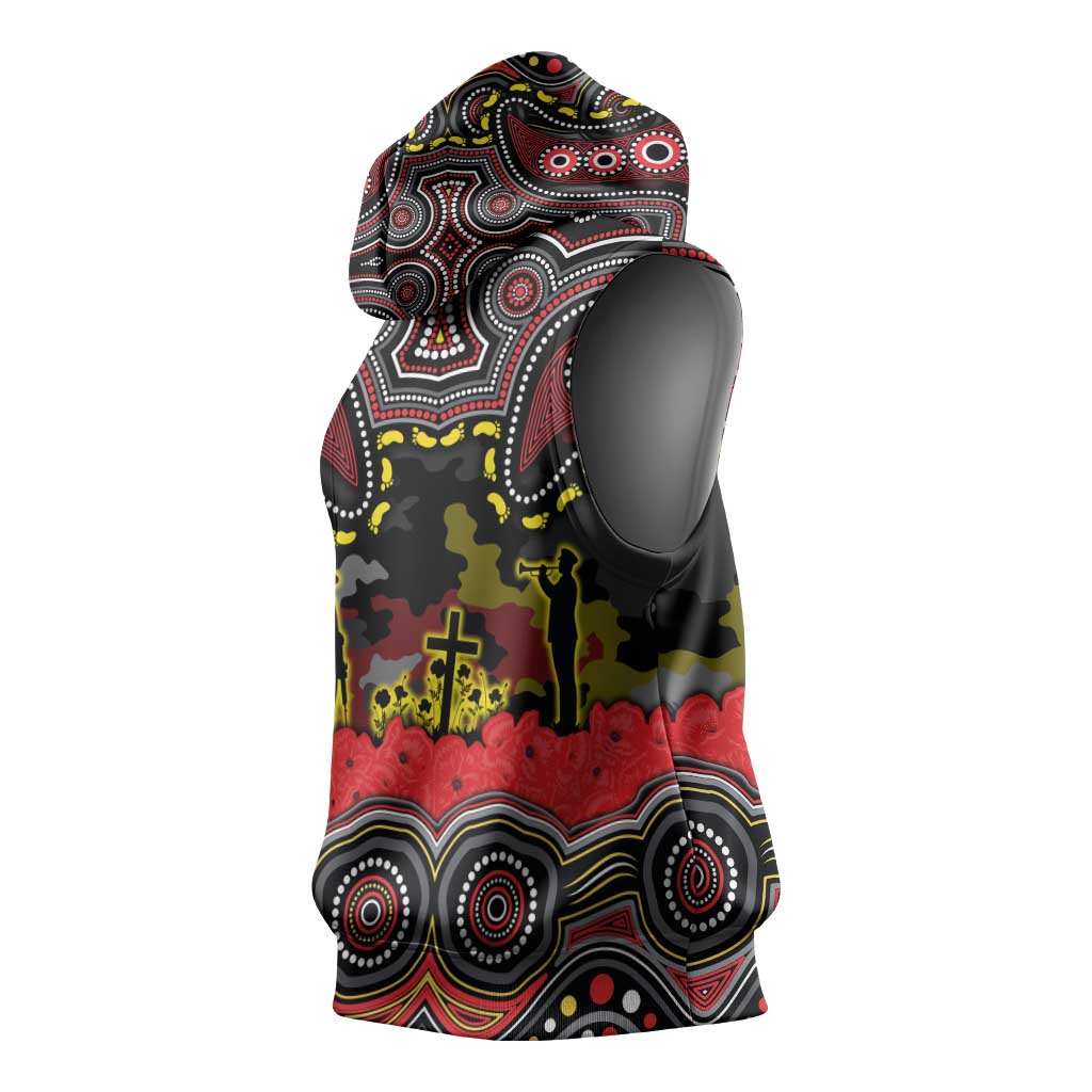 ANZAC Day Penrith Panthers Sleeveless Hoodie Military Memorial Aboriginal Indigenous Art