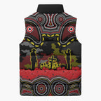 ANZAC Day Penrith Panthers Sleeveless Puffer Jacket Military Memorial Aboriginal Indigenous Art