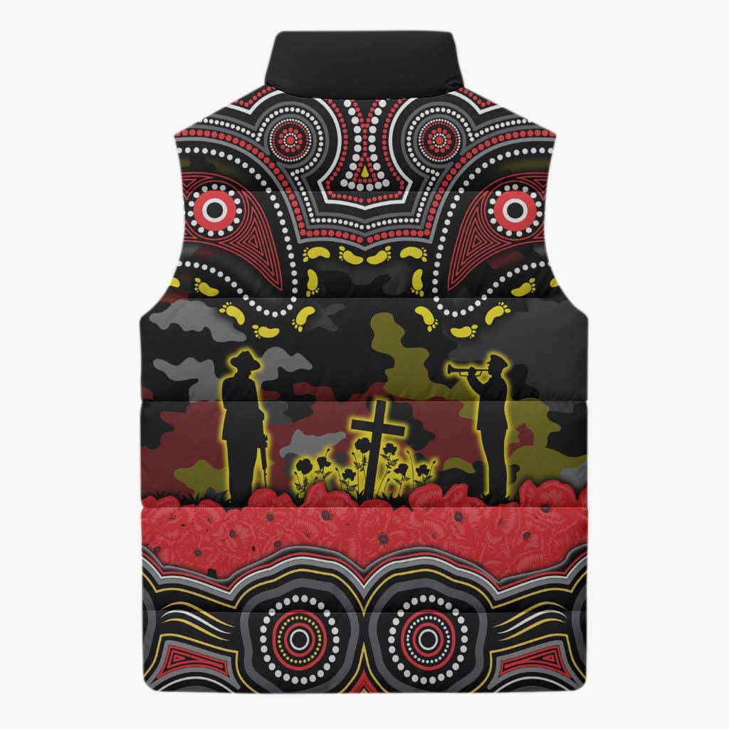 ANZAC Day Penrith Panthers Sleeveless Puffer Jacket Military Memorial Aboriginal Indigenous Art
