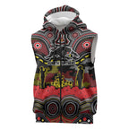 ANZAC Day Penrith Panthers Sleeveless Zip Hoodie Military Memorial Aboriginal Indigenous Art