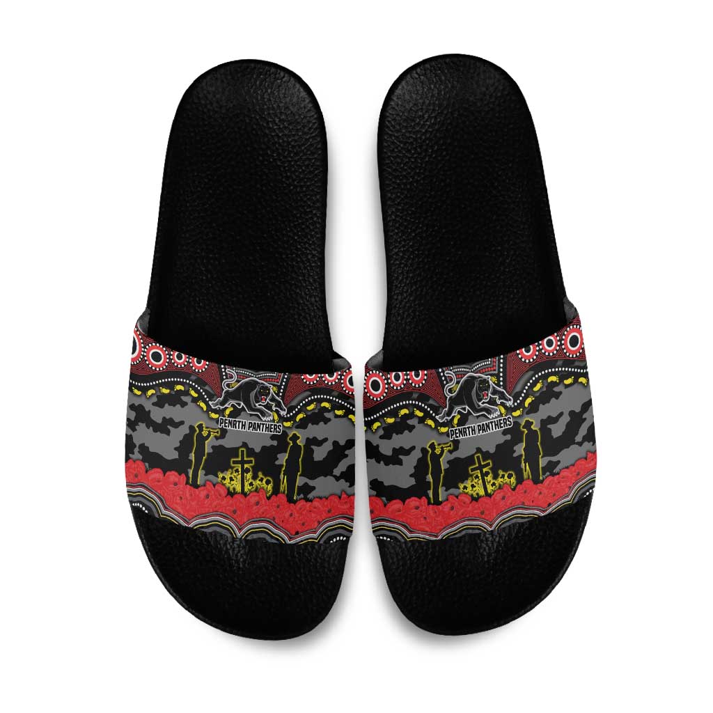 ANZAC Day Penrith Panthers Slide Sandals Military Memorial Aboriginal Indigenous Art