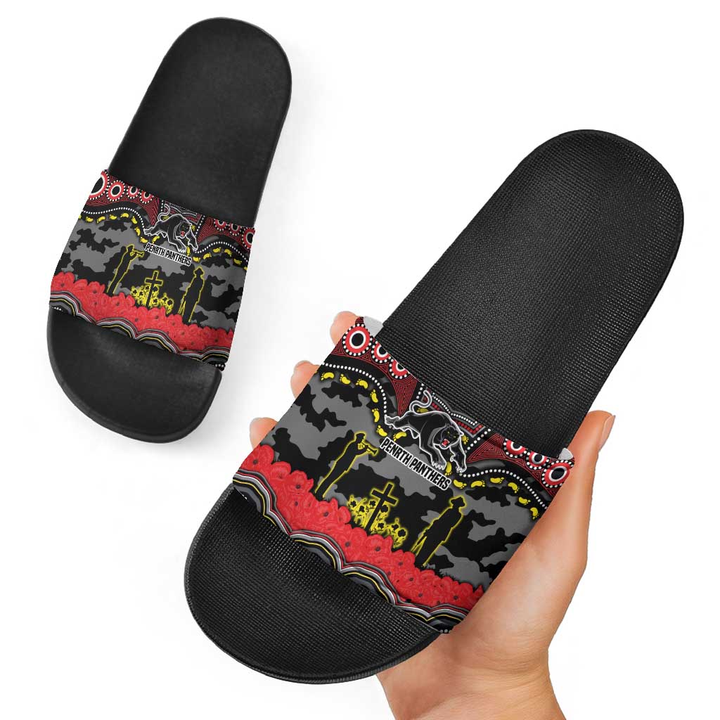 ANZAC Day Penrith Panthers Slide Sandals Military Memorial Aboriginal Indigenous Art