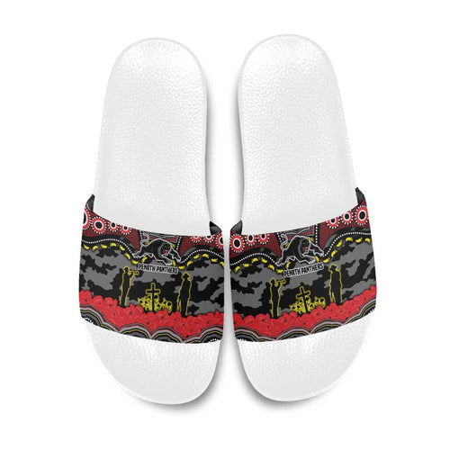 ANZAC Day Penrith Panthers Slide Sandals Military Memorial Aboriginal Indigenous Art