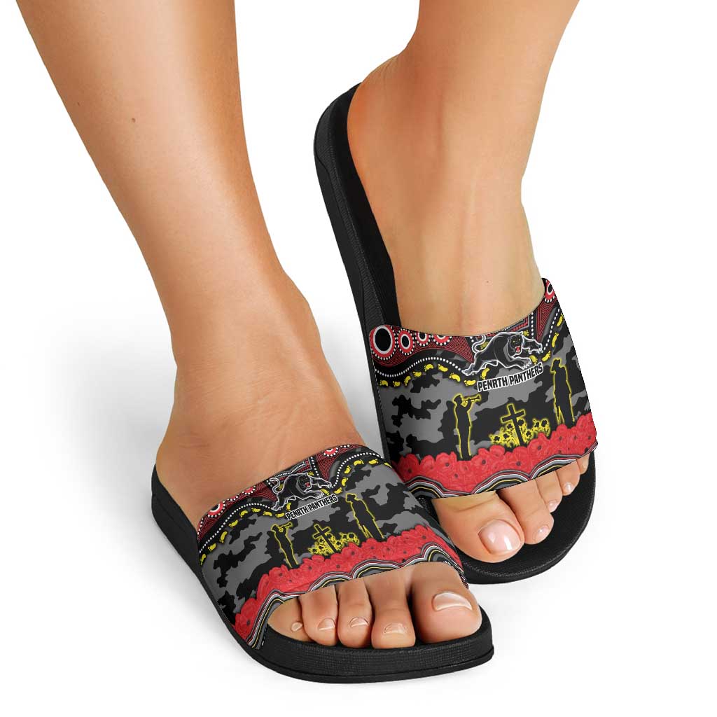 ANZAC Day Penrith Panthers Slide Sandals Military Memorial Aboriginal Indigenous Art
