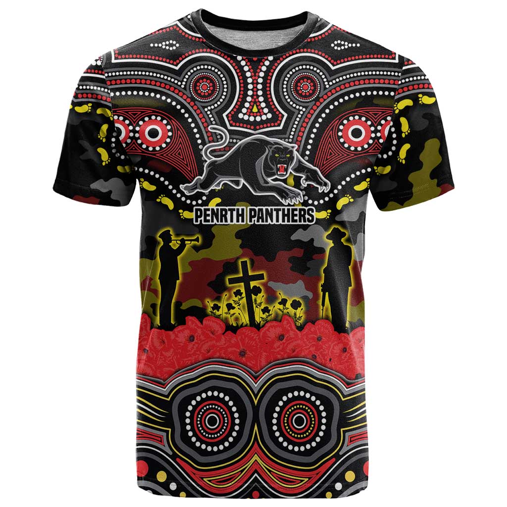 ANZAC Day Penrith Panthers T Shirt Military Memorial Aboriginal Indigenous Art